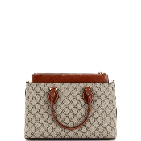 Gucci Linea A Convertible Tote GG Coated Canvas Medium Brown - Picture 3 of 9